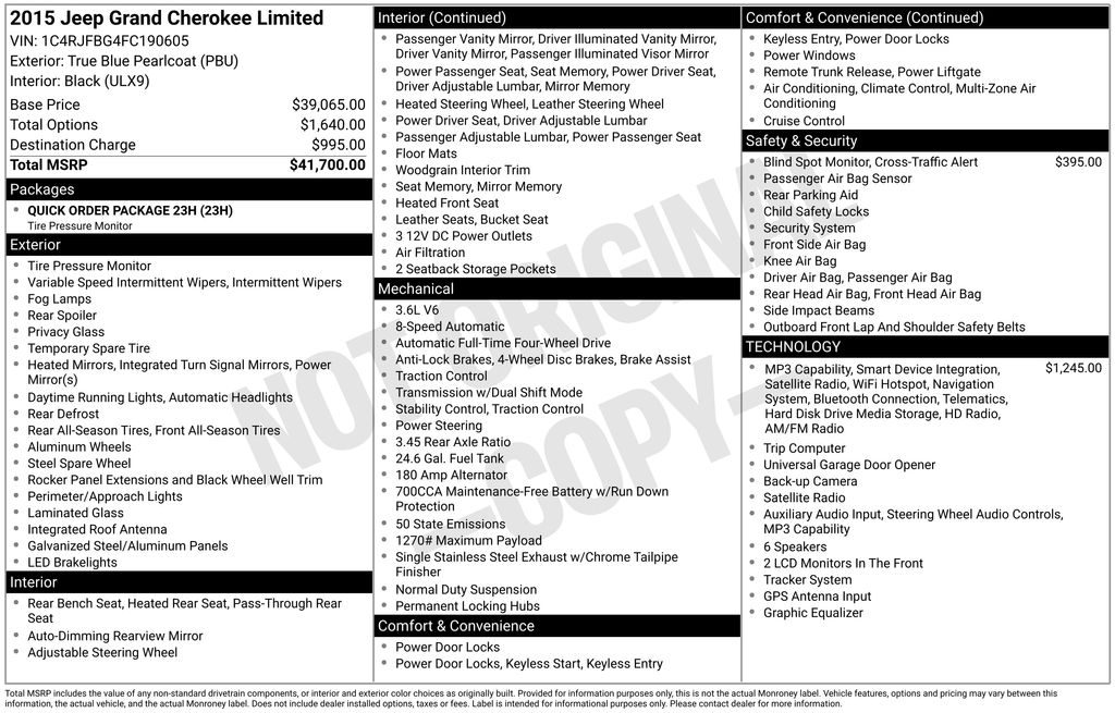 jeep grand cherokee 2015 1C4RJFBG4FC190605 image jeep grand cherokee 2015 1C4RJFBG4FC190605 image